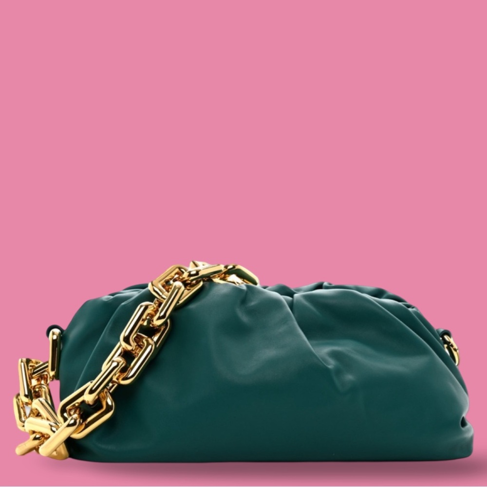 Bottega Veneta Calfskin The Pouch Chain Mallard
